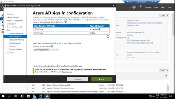 Azure AD sign in configuration